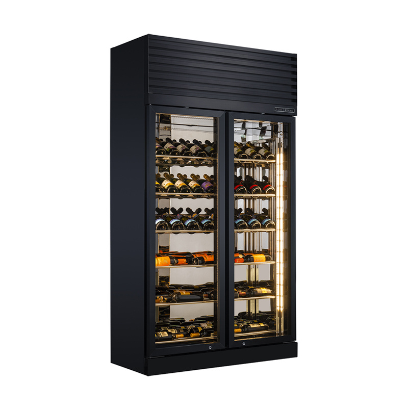 Two door wine cabinet/brushed black titanium gold